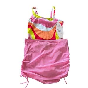 NEW Ocean Pacific One shoulder Onepiece Swimswear with Pink Skirt US 5 Girl